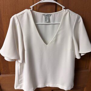 H&M Women's Basic Cream Basic Top Size 2